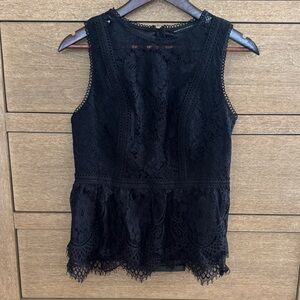 White House Black Market Elegant Black Lace Top